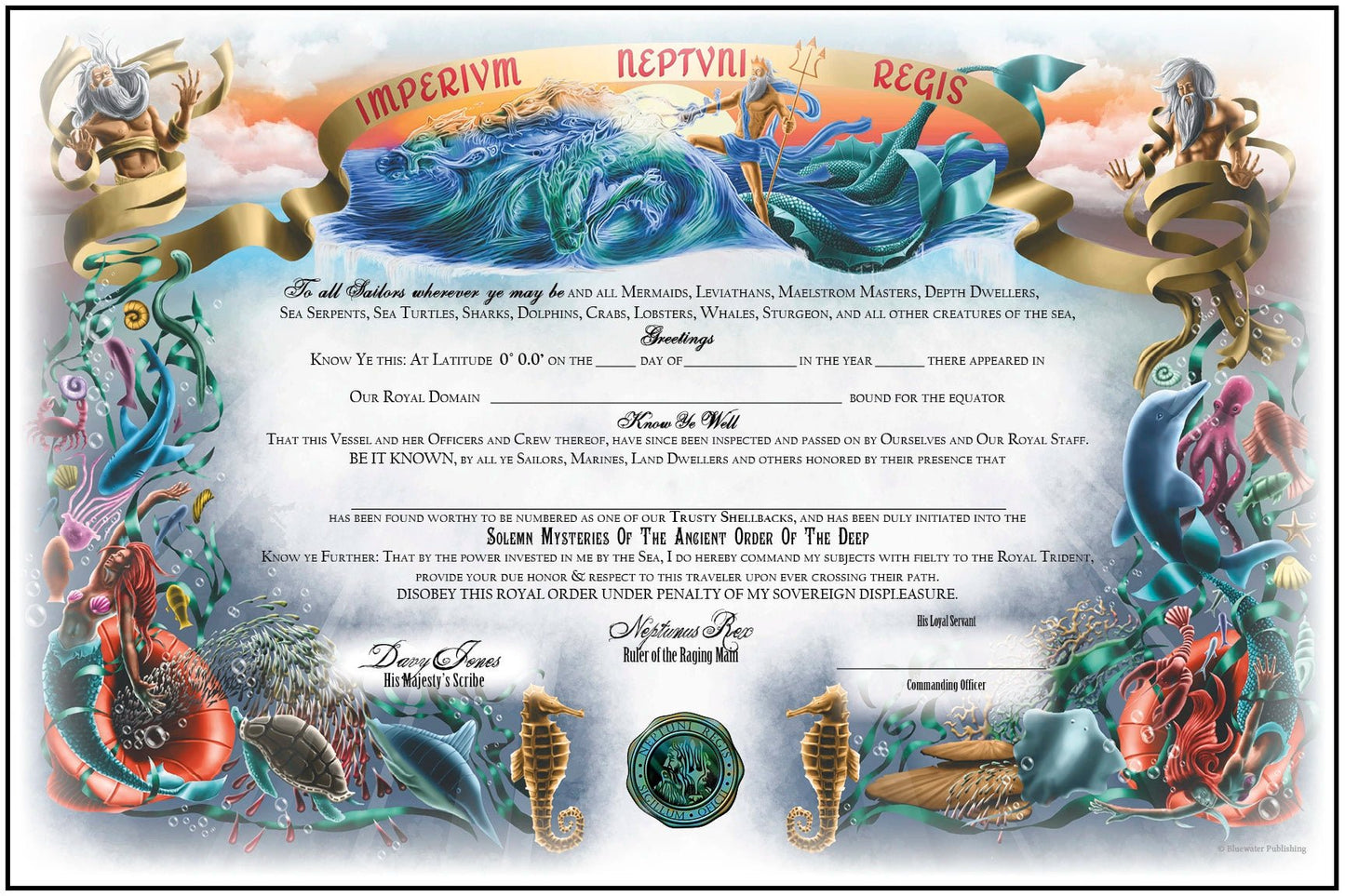 Traditional Shellback Certificate - Blank - Bluewater Publishing