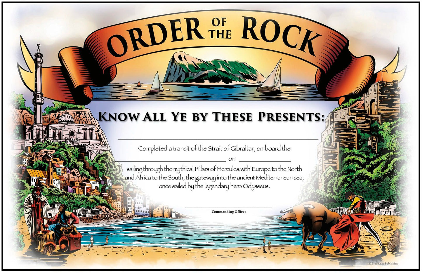 Traditional Strait of Gibraltar Certificate - Blank - Bluewater Publishing