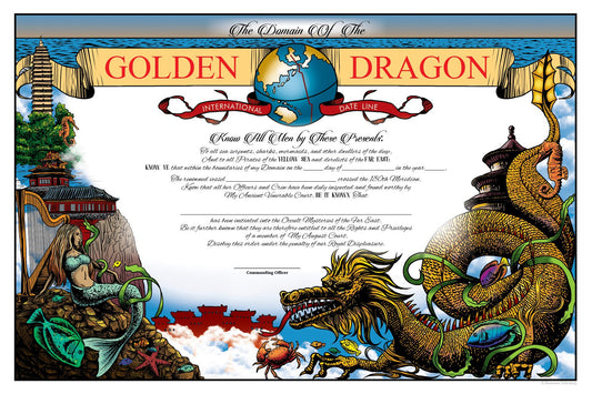 Traditional Golden Dragon Certificate - Blank - Bluewater Publishing