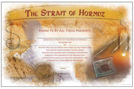 Traditional Strait of Hormuz Certificate - Blank - Bluewater Publishing