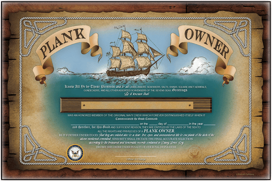 Traditional Plankowner Certificate - Blank - Bluewater Publishing
