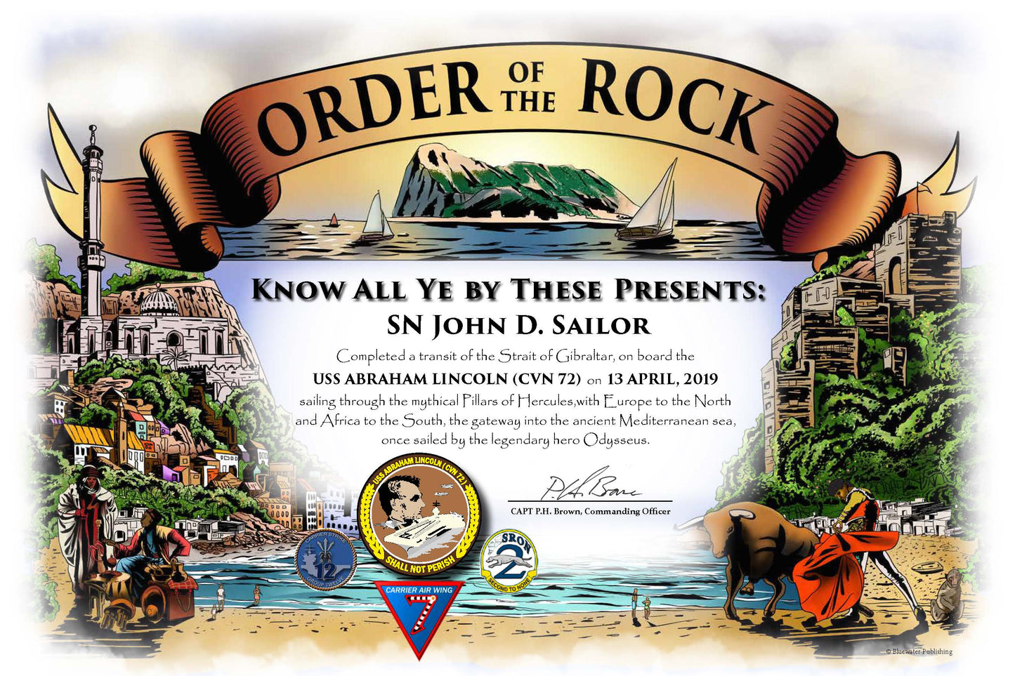 USS Abraham Lincoln 2019 - 20 Achievement Certificates - $12.00 Each - Bluewater Publishing