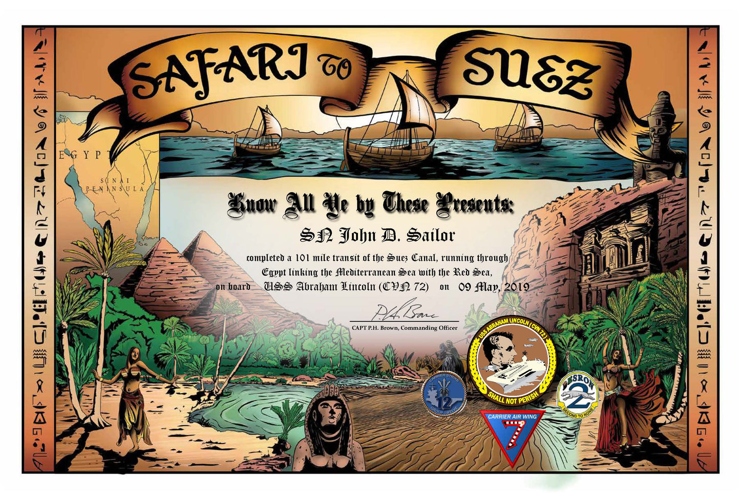 USS Abraham Lincoln 2019 - 20 Achievement Certificates - $12.00 Each - Bluewater Publishing