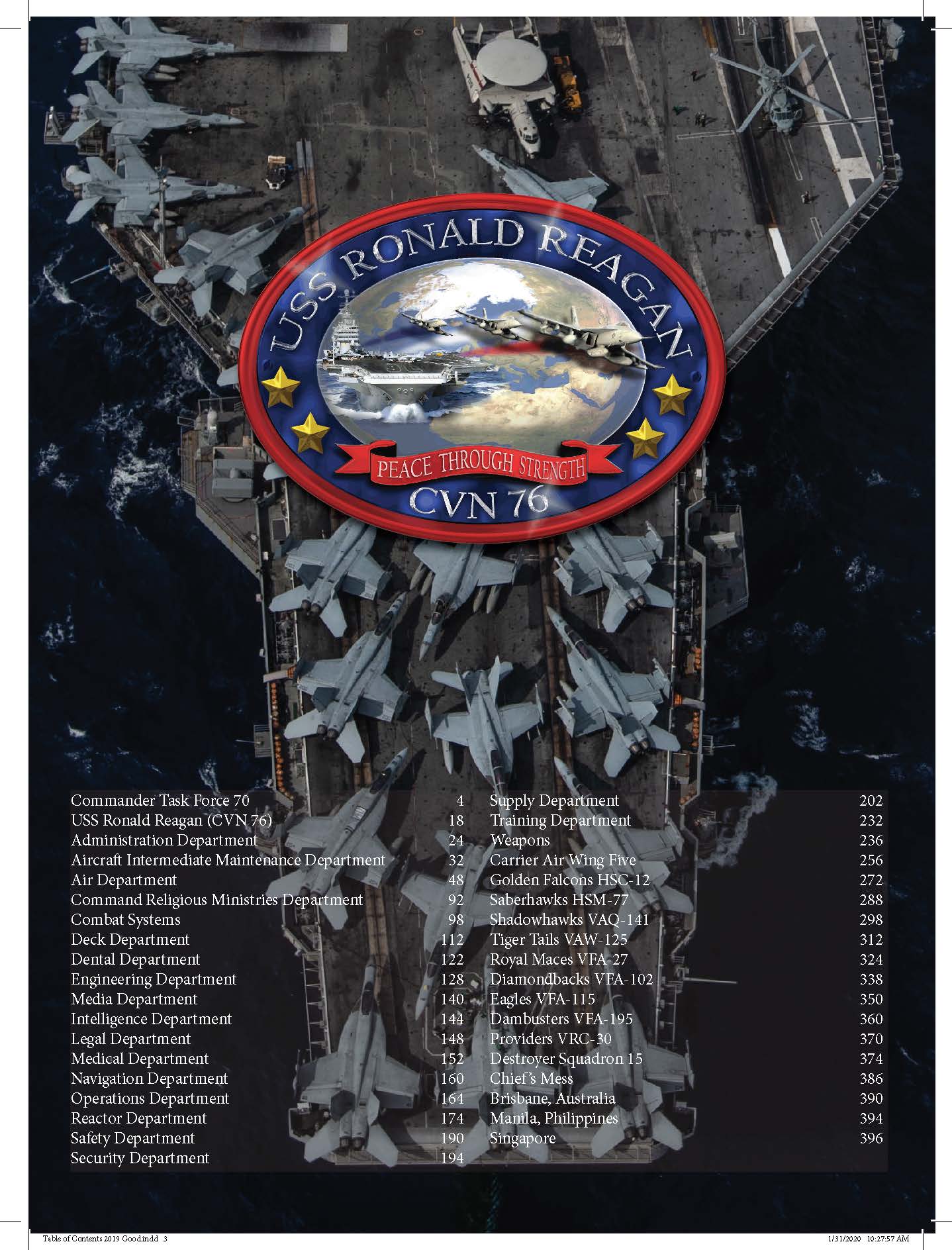 USS Ronald Reagan (CVN 76) 2019 Deployment Cruisebook - Bluewater Publishing