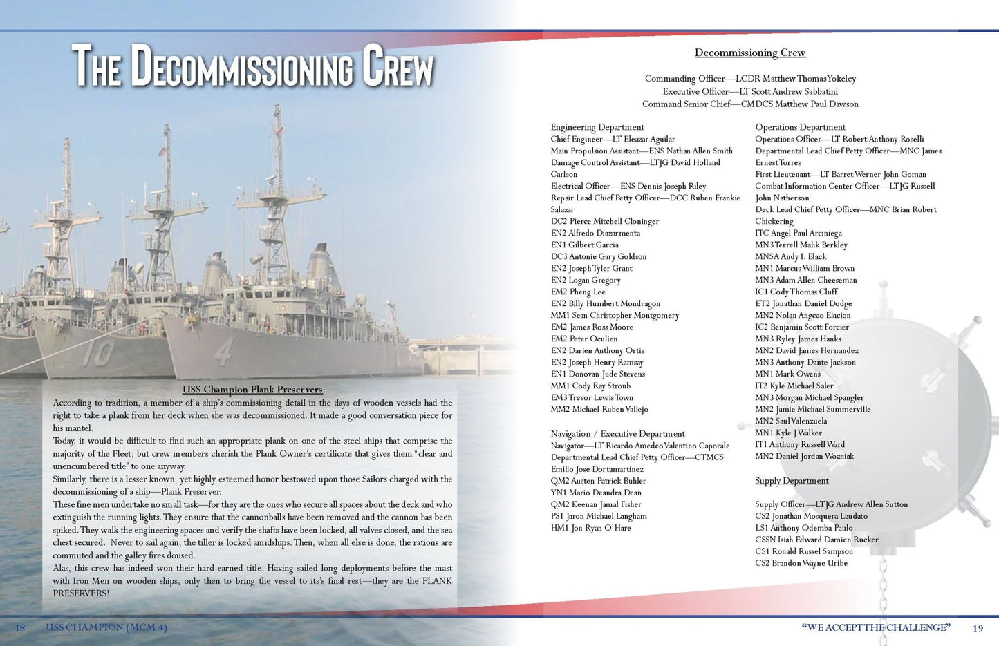 USS Champion (MCM 4) Decommissioning Cruisebook 2020 - Bluewater Publishing