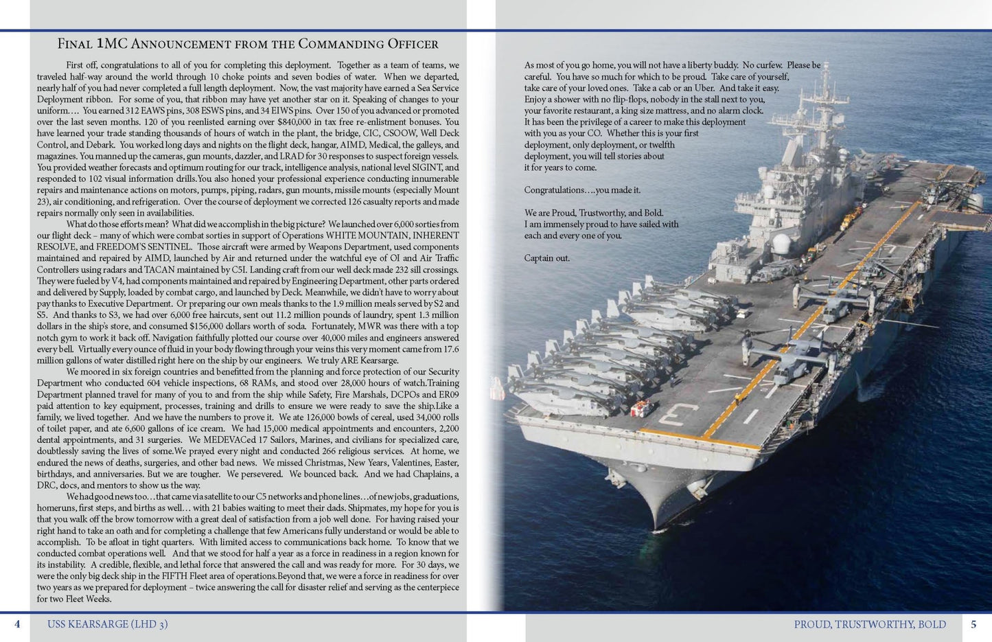 USS Kearsarge (LHD 3) 2018 - 2019 Deployment Cruisebook - Bluewater Publishing